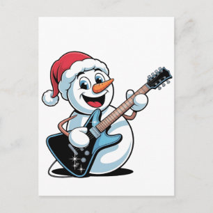 Snömannen spelar elgitarr Santa jul Inbjudan Vykort
