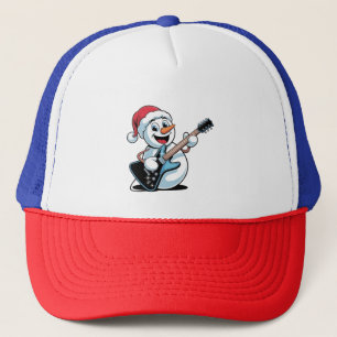 Snömannen spelar elgitarr Santa jul Keps
