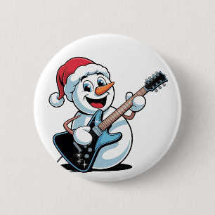 Snömannen spelar elgitarr Santa jul Knapp