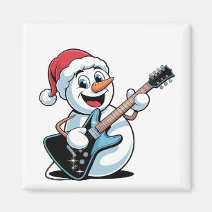 Snömannen spelar elgitarr Santa jul Magnet
