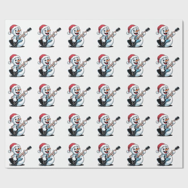 Snömannen spelar elgitarr Santa jul Presentpapper (Platt)