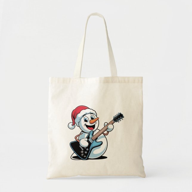 Snömannen spelar elgitarr Santa jul Tygkasse (Framsidan)