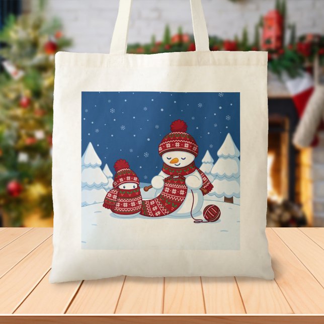 Snömannen stickar julskärf tygkasse (Skapare uppladdad)