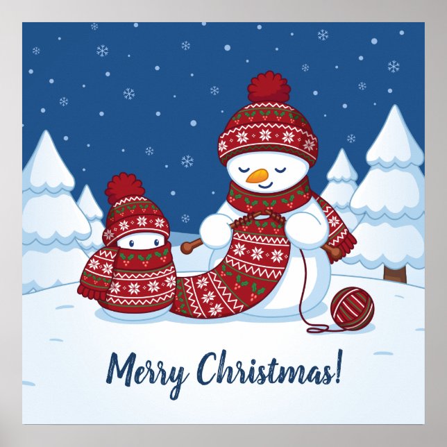 Snömannen stickar julskärp poster (Framsidan)