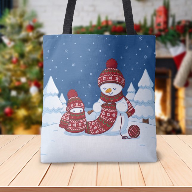 Snömannen stickar julskärp tygkasse (Skapare uppladdad)