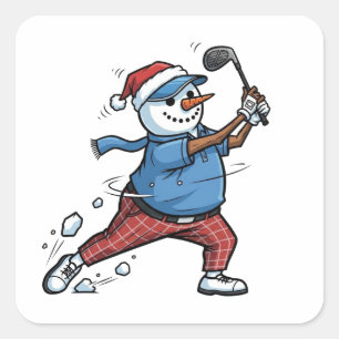 Snömannen Tennis Spelare Jul 2026 Högtid Fyrkantigt Klistermärke