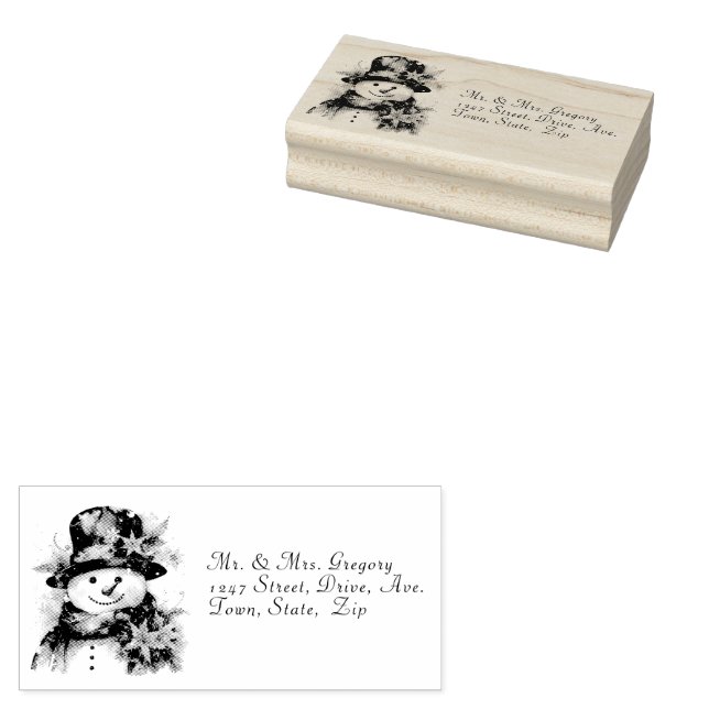 Snömannen Topphatt Jul Snöflingor Stämpel (Stämplad)