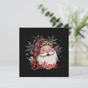 Snömannen Tro Santa Röd Plaid Hatt Jul Julkort