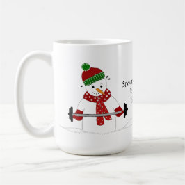 Snömannen tyngdlyftning kaffemugg