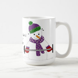 Snömannen tyngdlyftning med talesätt kaffemugg