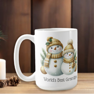 Snömannen Världens Bästa Farfar Guld Grön Jul Kaffemugg