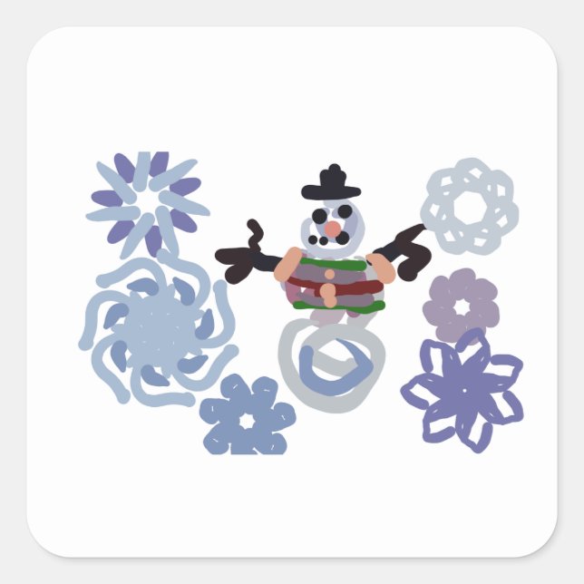 Snömannen varm  fyrkantigt klistermärke (Framsida)