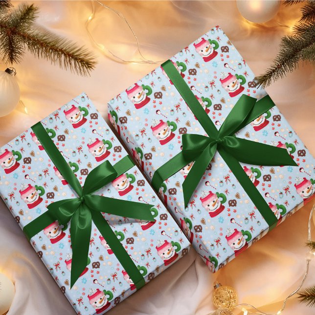 Snömannen Varm Kakao Kul Presentpapper (Wrap your gifts in delightful winter cheer with Snowman Hot Chocolate Fun.)