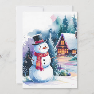 Snömannen Vattenfärg Julkort