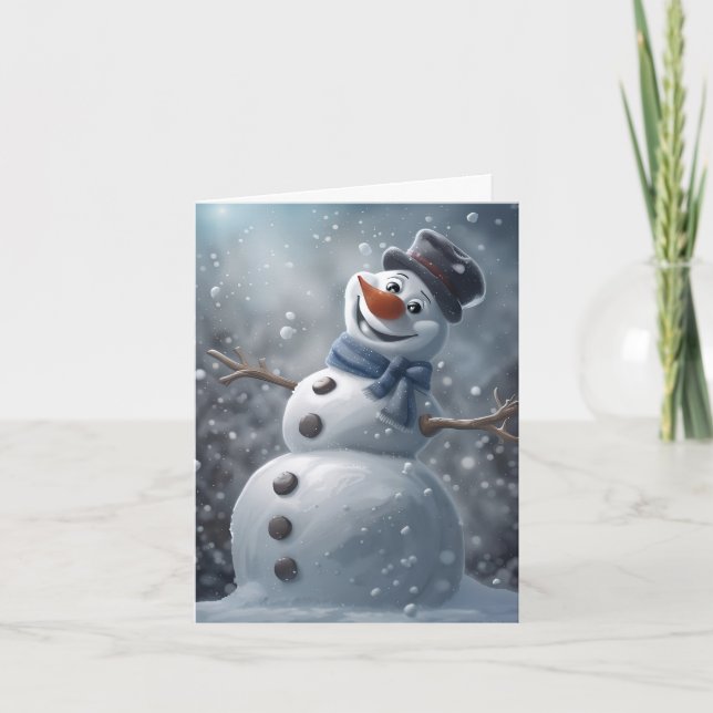 Snömannen Vikad Lyckönskningskort Kort (Framsida)
