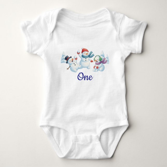 Snömannen Vinter One-derland 1-årsdag  T Shirt (Framsida)