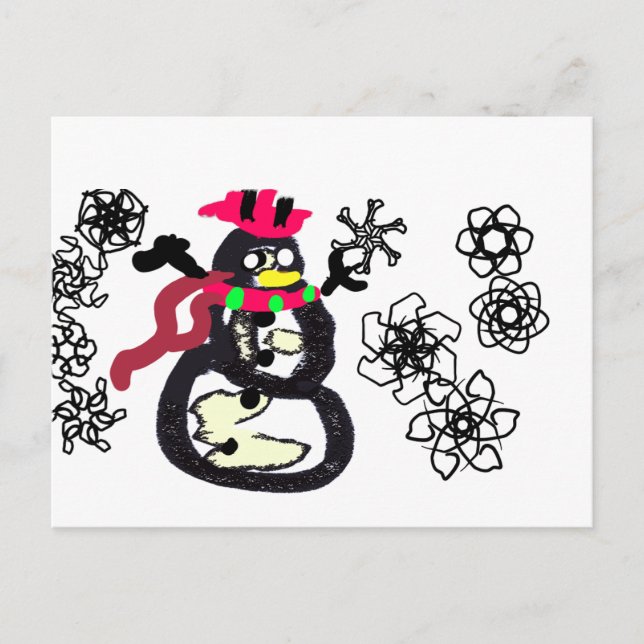 Snömannen vinter  vykort (Framsida)