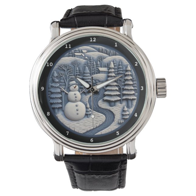 Snömannen Vinterbyn Floden Armbandsur (Framsida)