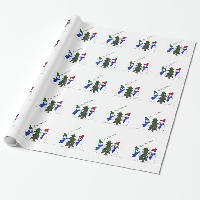 Snömannen Vinterscen Presentpapper (Utrullad)