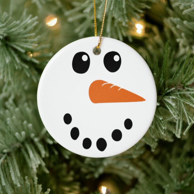 Snömannens ansikte julgransprydnad keramik (Träd)