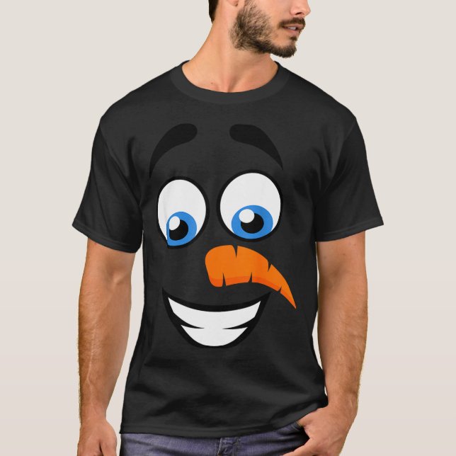 Snömannens ansikte leende rolig jul Halloween T Shirt (Framsida)