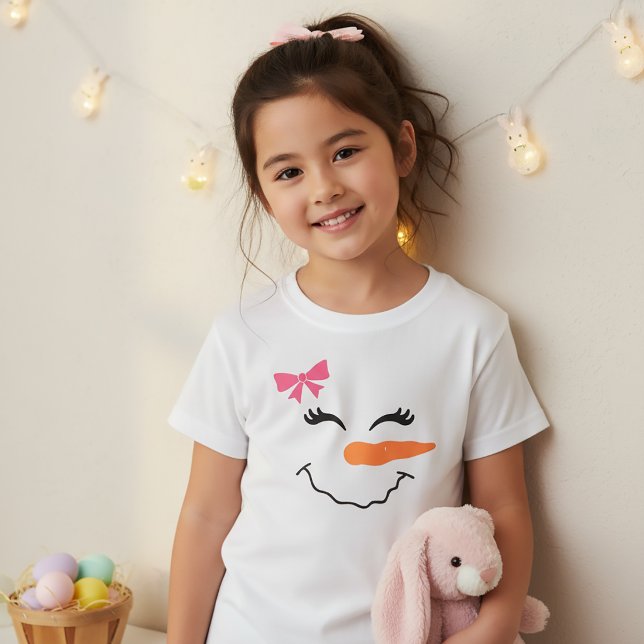 Snömannens ansikte ler med band t-shirt för barn (Skapare uppladdad)