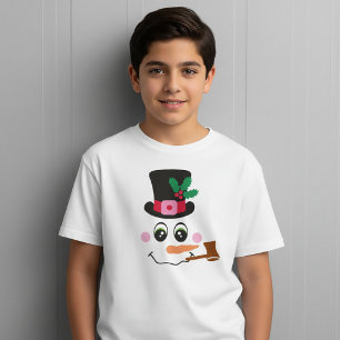 Snömannens ansikte med hatt och pipa t-shirt för b