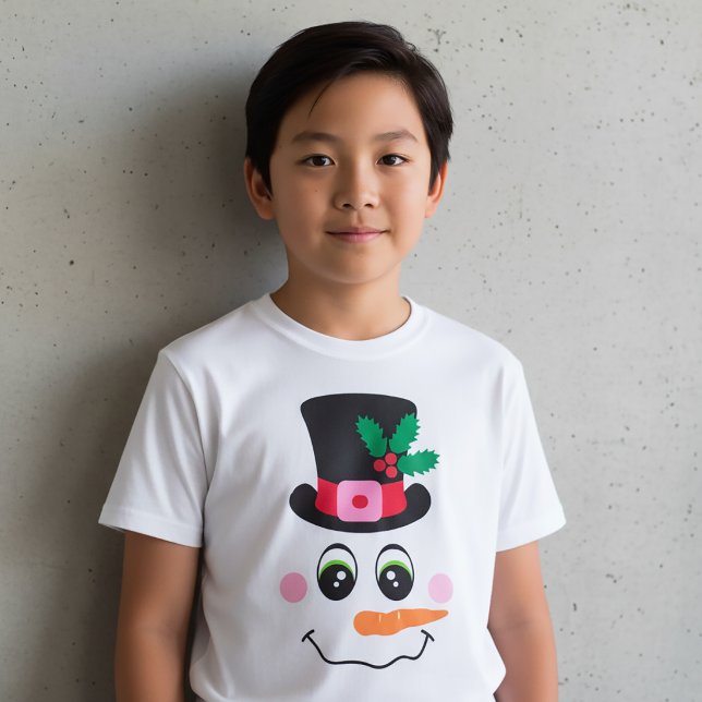 Snömannens ansikte med hatt T-shirt för barn (Skapare uppladdad)