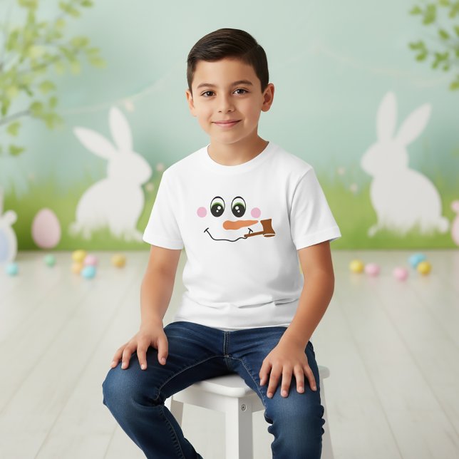 Snömannens ansikte med pipans t-shirt för barn (Skapare uppladdad)