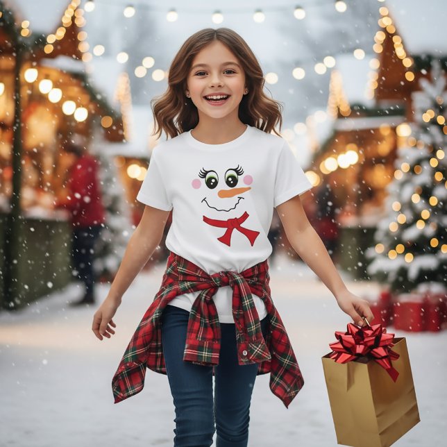 Snömannens ansikte med shal T-shirt för barn (Skapare uppladdad)