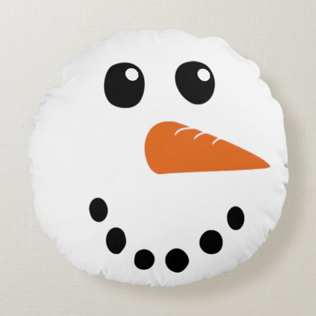Snömannens ansikte rund kudde (Framsidan)