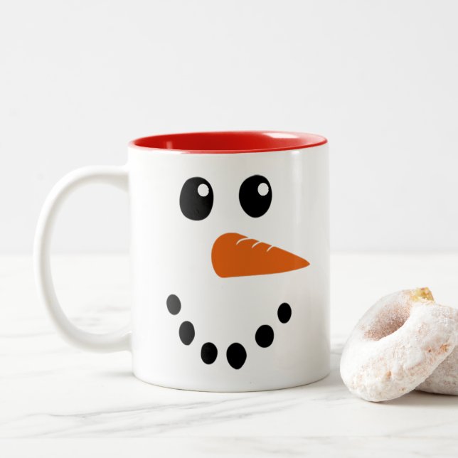 Snömannens ansikte Två-Tonad mugg (Med munk)