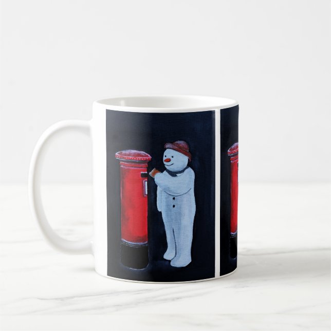 Snömannens brev till Santa målning av Alfred Fox  Kaffemugg (Vänster)