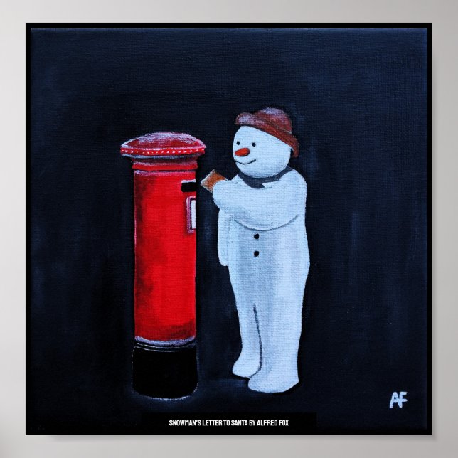 Snömannens brev till Santa- målning av Alfred Fox Poster (Framsidan)