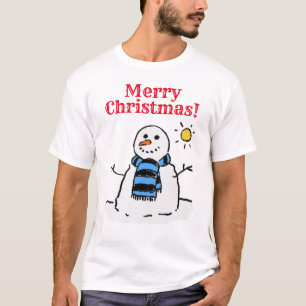 Snömannens design med hälsning. Jul T Shirt