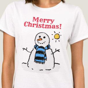 Snömannens design med personlig hälsning jul t shirt