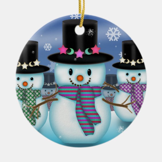 Snömannens land söta julgransprydnad keramik (Framsidan)