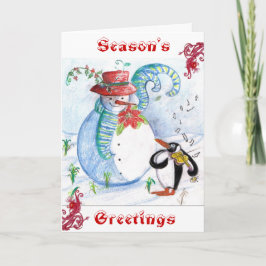 SNÖMANNENS OCH PINGVINENS VINTERSERENAD HELGKORT