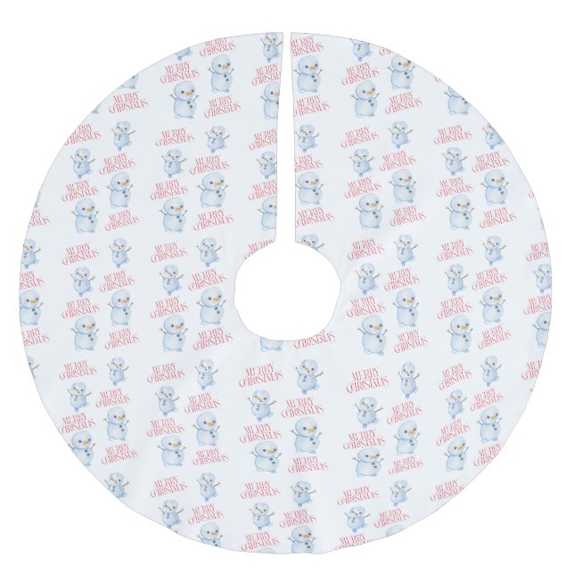 Snömannens trädskört julgransmatta borstad polyester (Framsidan)