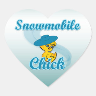 Snömobil Chick nr 3 Hjärtformat Klistermärke