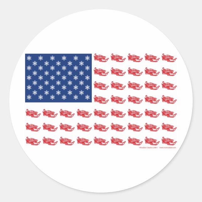 Snömobil Flagga Runt Klistermärke (Framsida)