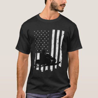 Snömobil med stressad amerikansk Flagga T Shirt