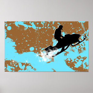 snömobil. Pulverspår. Poster