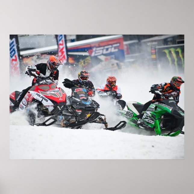 Snömobil Snowcross-utskrift Poster (Framsidan)