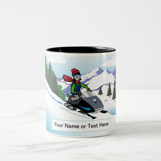 Snömobil - Tecknad av honkön efter PrintingPerfect Två-Tonad Mugg (Center)
