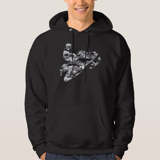 Snomobiler i Camouflage Grått Sweatshirt Med Luva (Framsida)