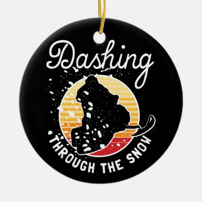 Snömobilisering - Dasch genom Snö Julgransprydnad Keramik (Framsidan)