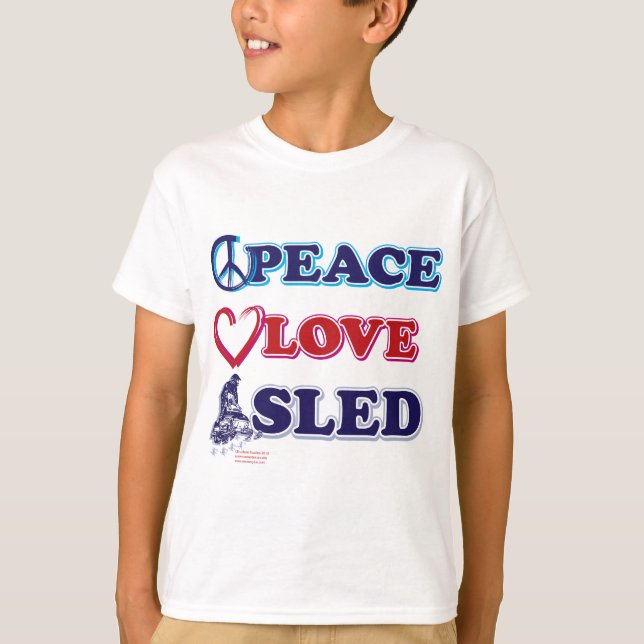 Snömobilisering/fred,Kärlek,Sled Tee Shirt (Framsida)