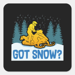Snömobilning - Har Snö Funny Snowmobiling Fyrkantigt Klistermärke