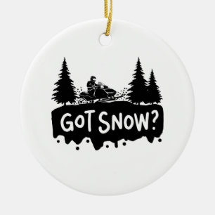Snömobilning - Har Snö Julgransprydnad Keramik